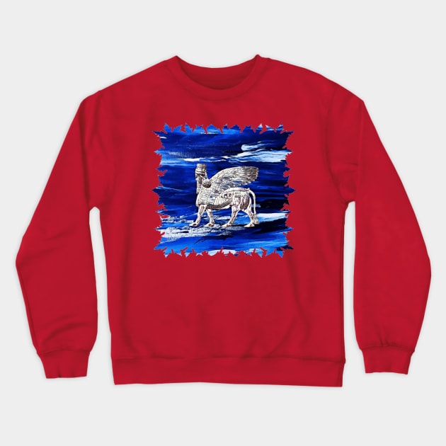 Assyrian Winged Bull ( Lamassu ) Crewneck Sweatshirt by doniainart